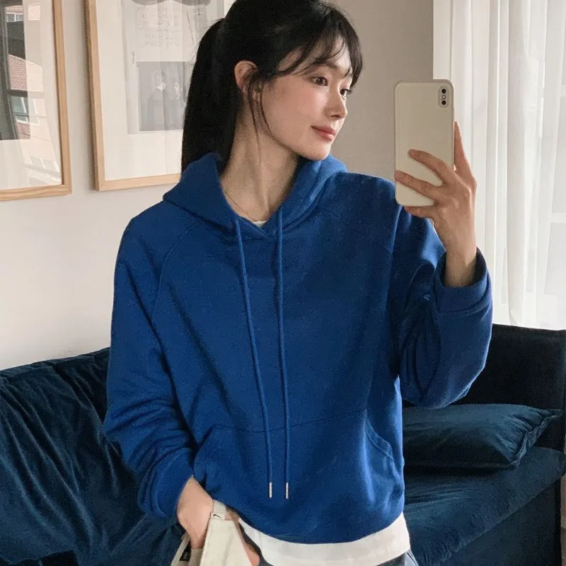 Flytonnshop fall outfits women Korean Style 2024 Spring and Autumn New Outdoor Commuter Popular Loose Hooded Top Loose Comfortable Cotton Sweater Women's Fashion