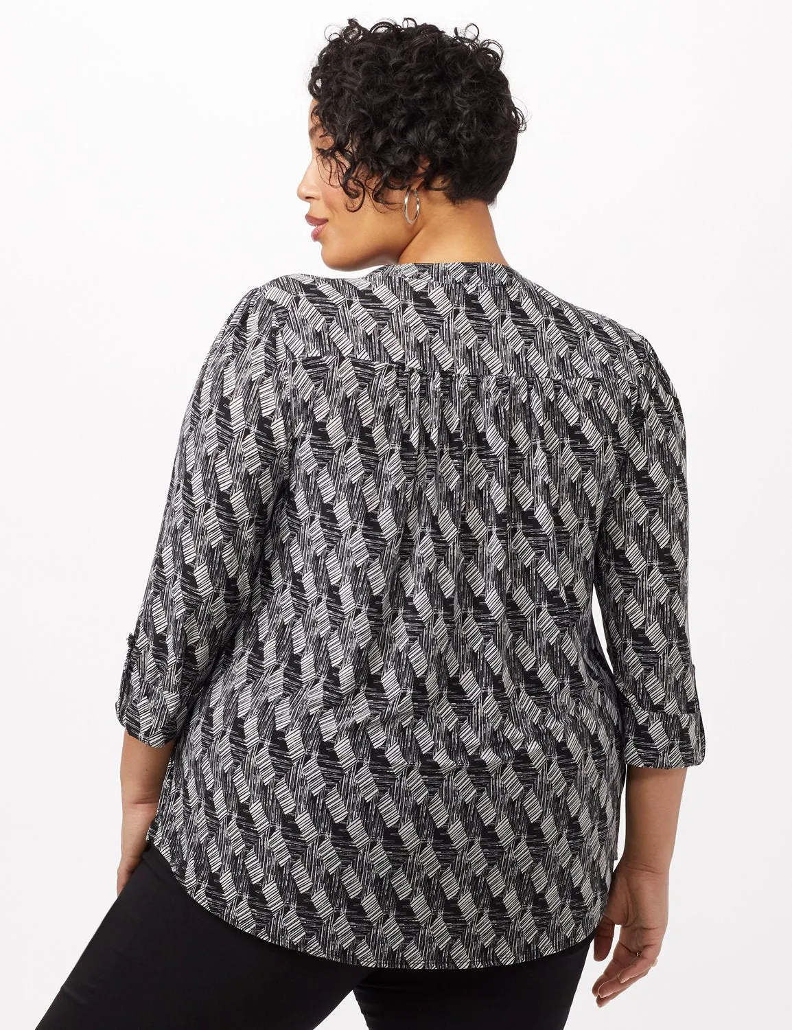 Geo Knit Popover Top