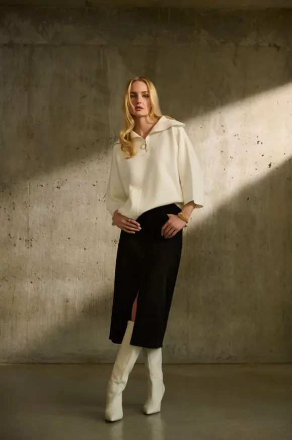 Jacquard Zip Collar Sweater