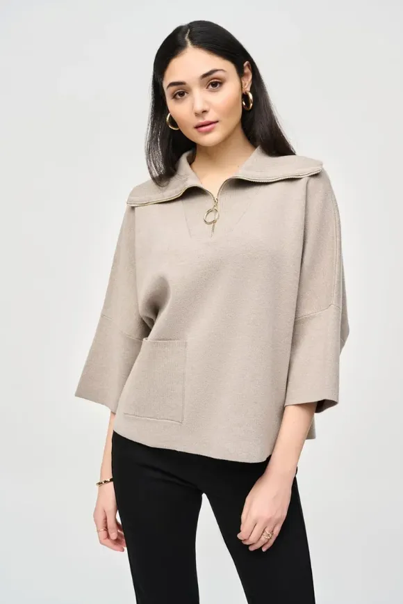 Jacquard Zip Collar Sweater