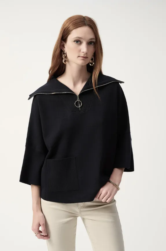 Jacquard Zip Collar Sweater