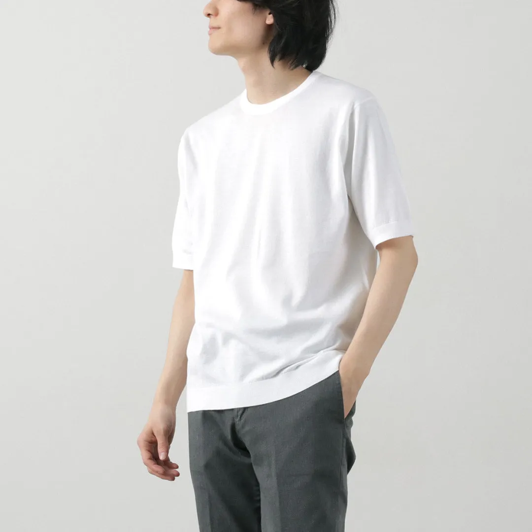 JOHN SMEDLEY / Sea Island Cotton 30 Gauge Crew Neck Knit