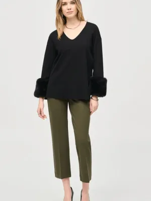 Joseph Ribkoff Women's Sweater Knit Tunic With Furry Cuffs 243955 Col 11
