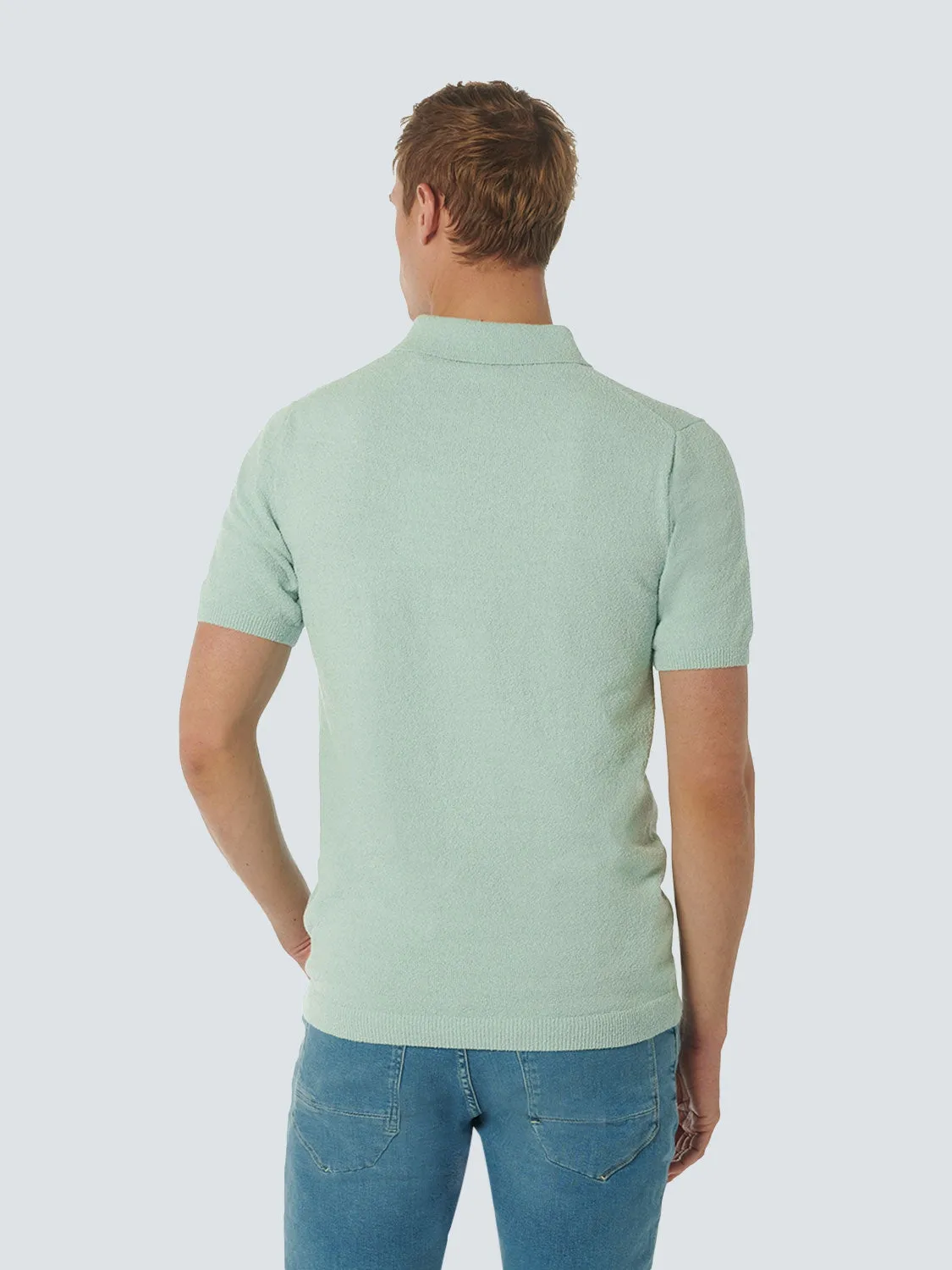 Knitted textured polo with button closure | Mint