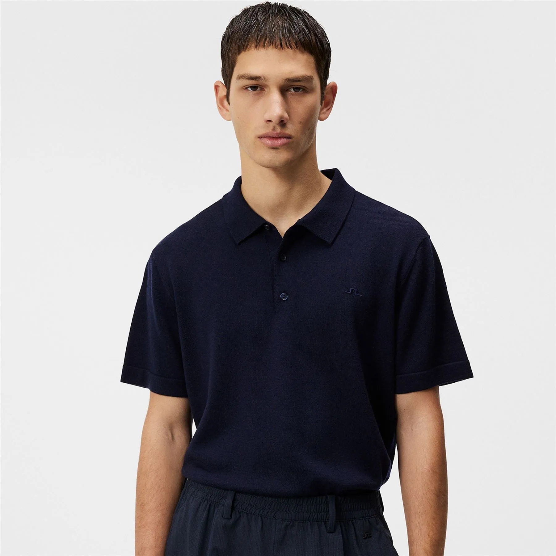 Lear Tech Wool Knitted Polo JL Navy - SS24