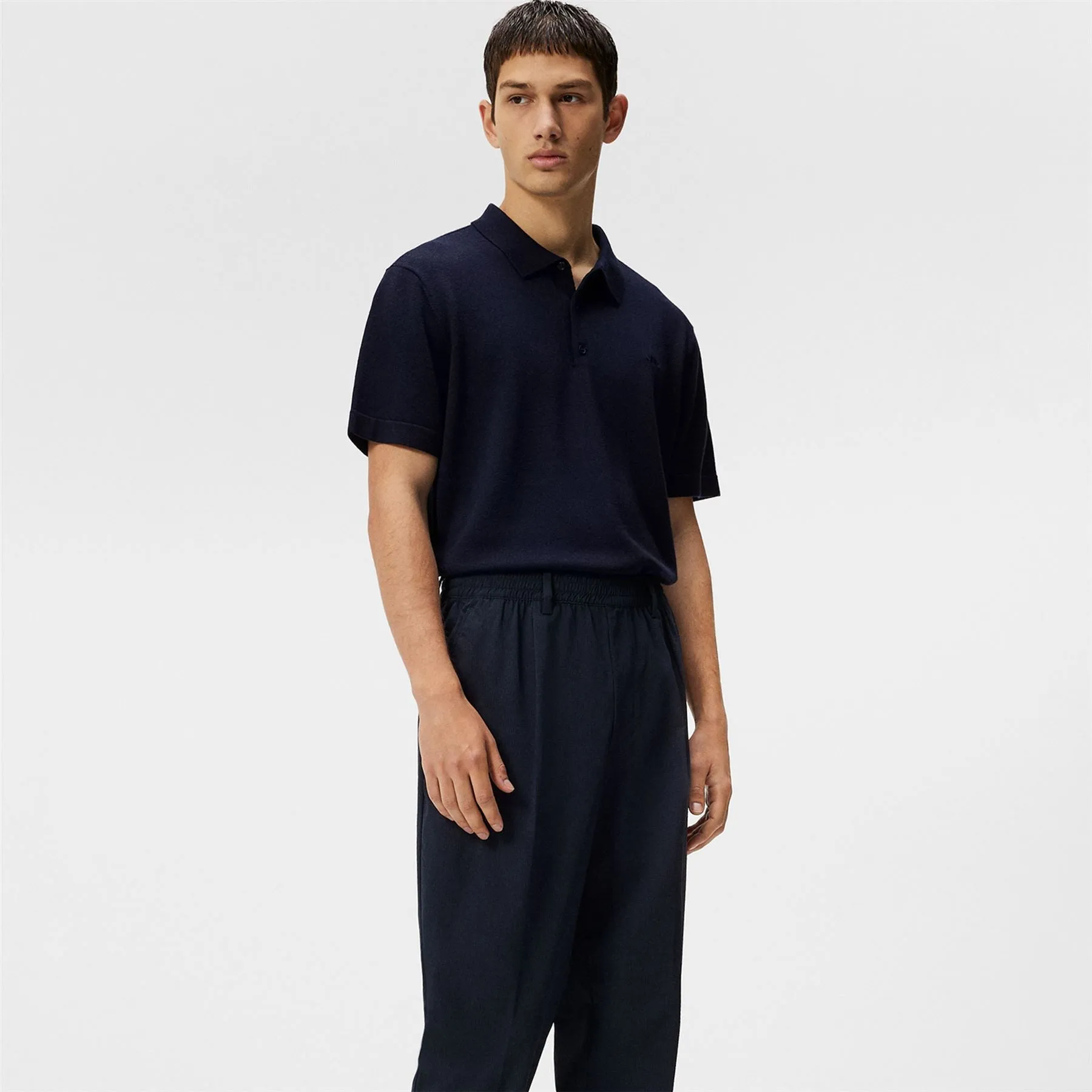 Lear Tech Wool Knitted Polo JL Navy - SS24