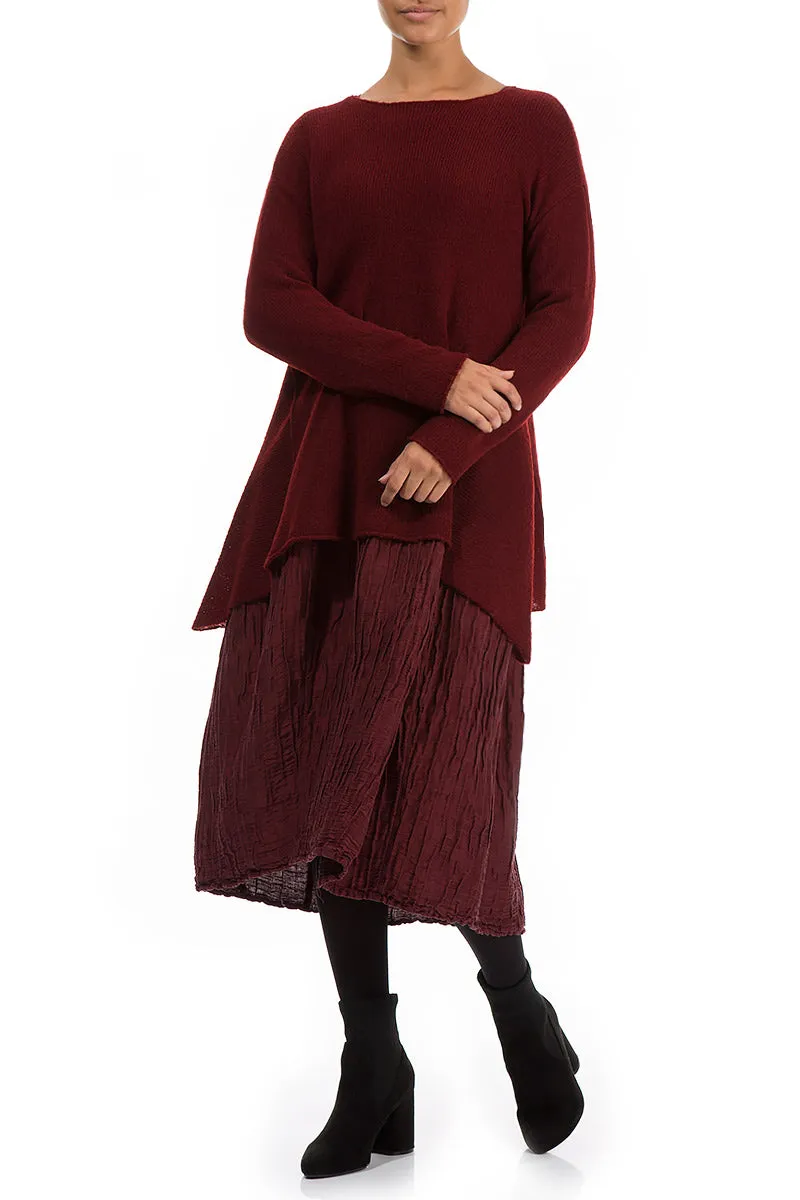 Longer Sides Maroon Wool Sweater