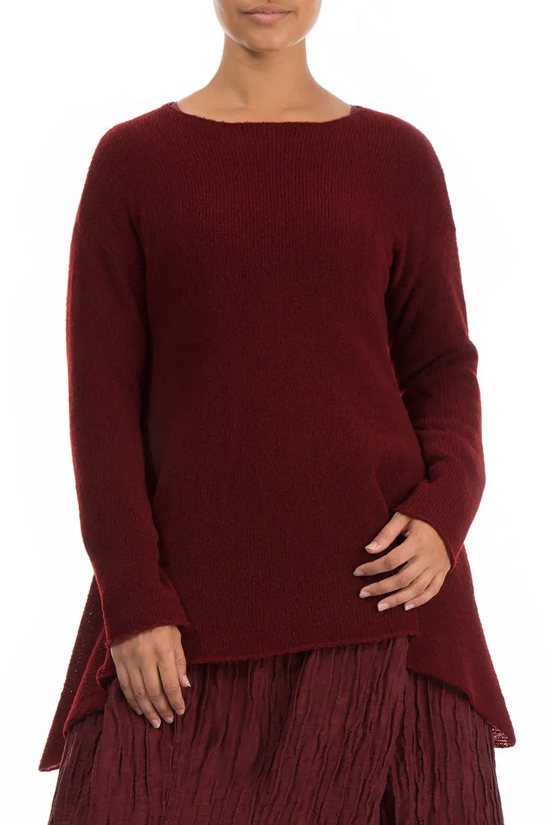 Longer Sides Maroon Wool Sweater