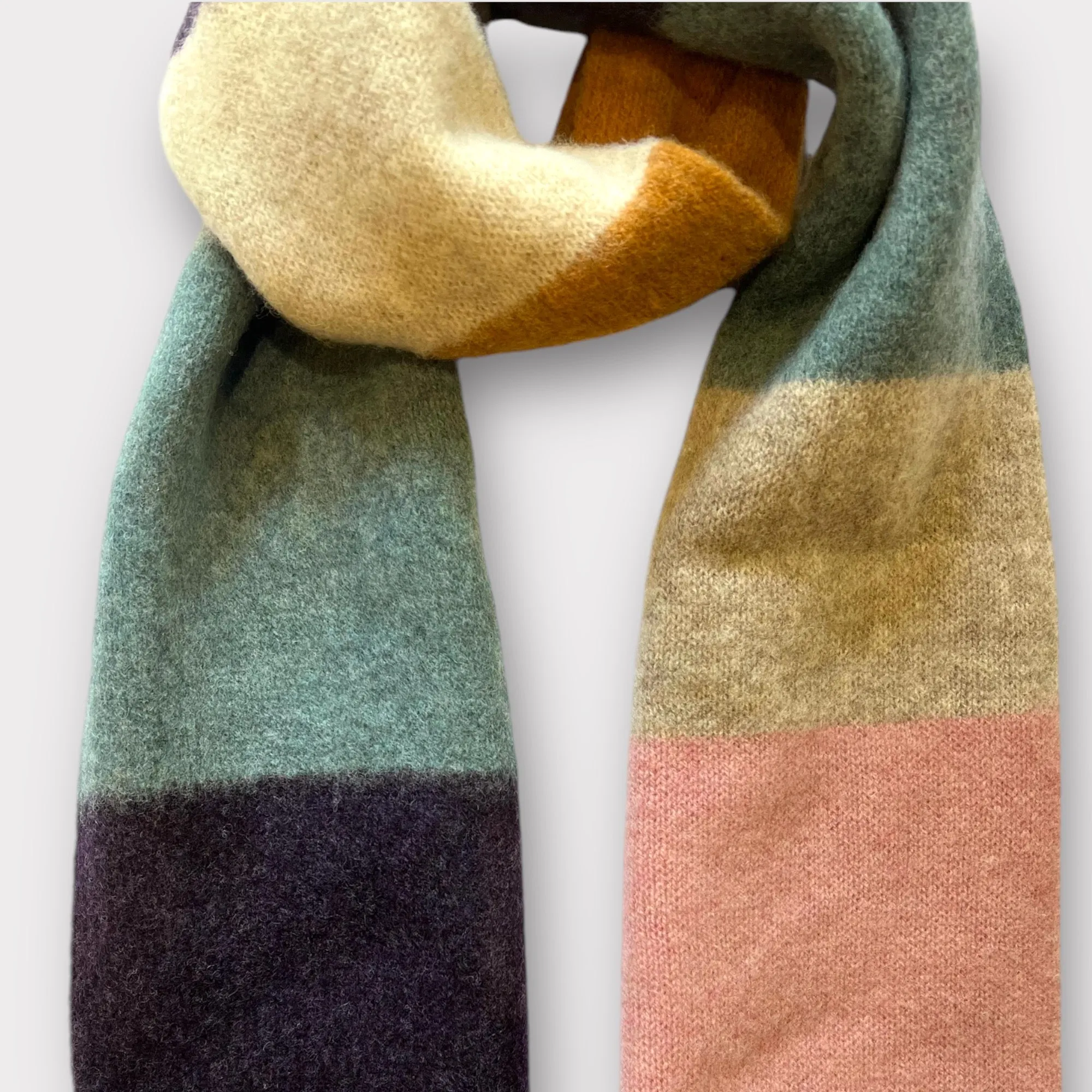 Mackie Rona Brushed Scarf Block Stripe Multi Linen 2402