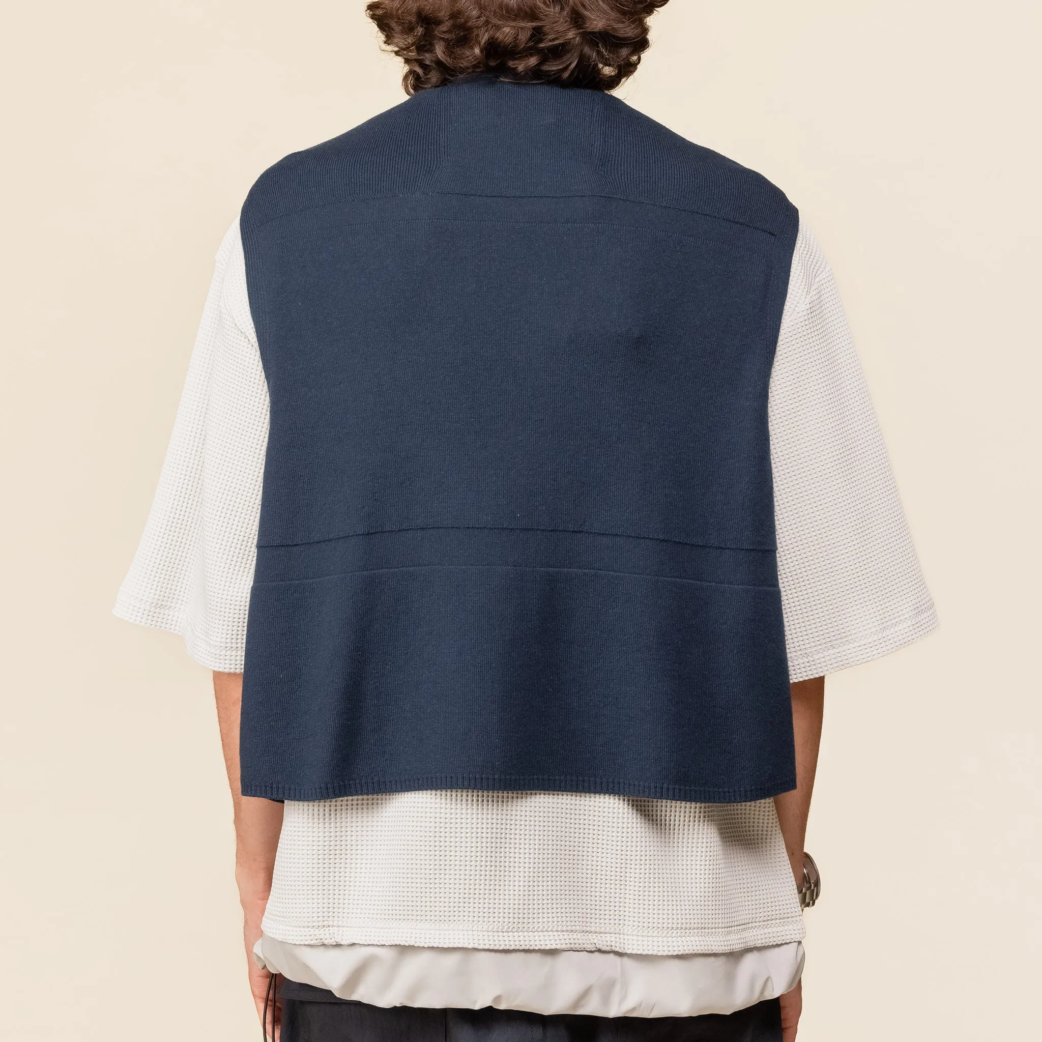 Meanswhile - Cotton Knit Luggage Vest - Navy Blue