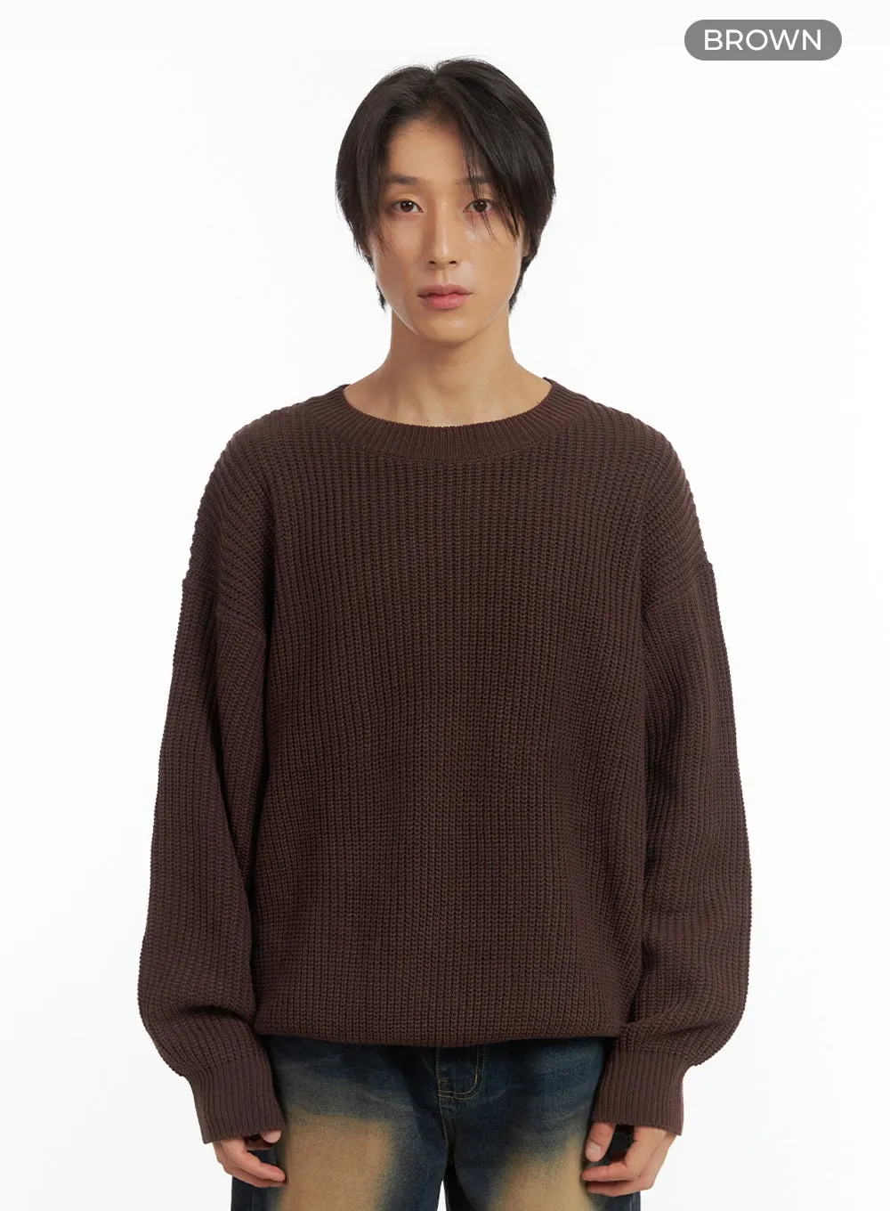 Men's Basic Crew-Neck Knit Sweater IO402