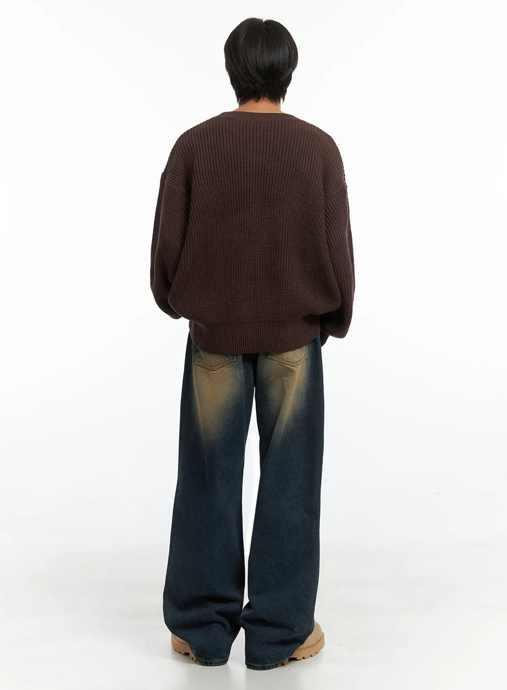 Men's Basic Crew-Neck Knit Sweater IO402