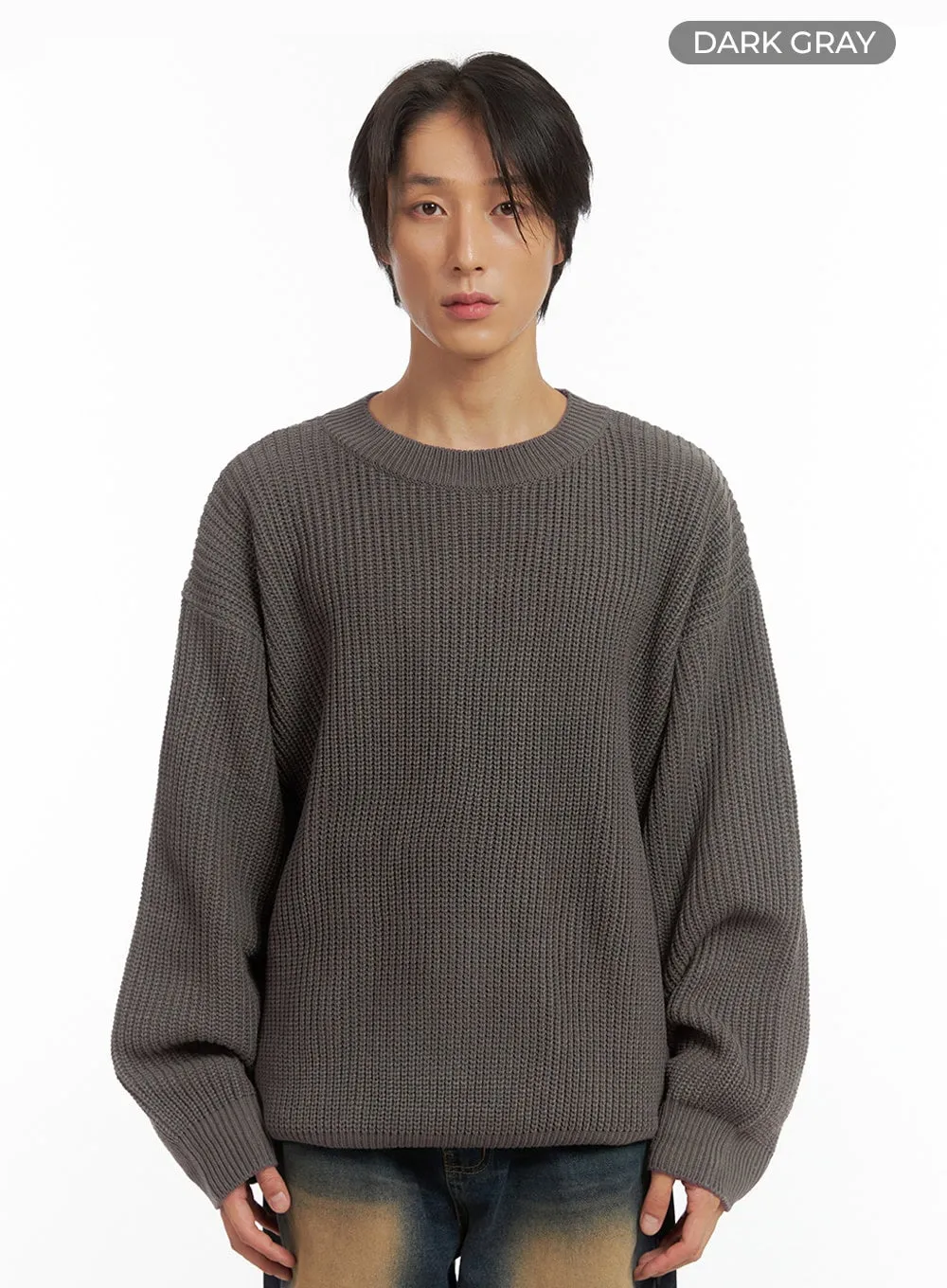 Men's Basic Crew-Neck Knit Sweater IO402