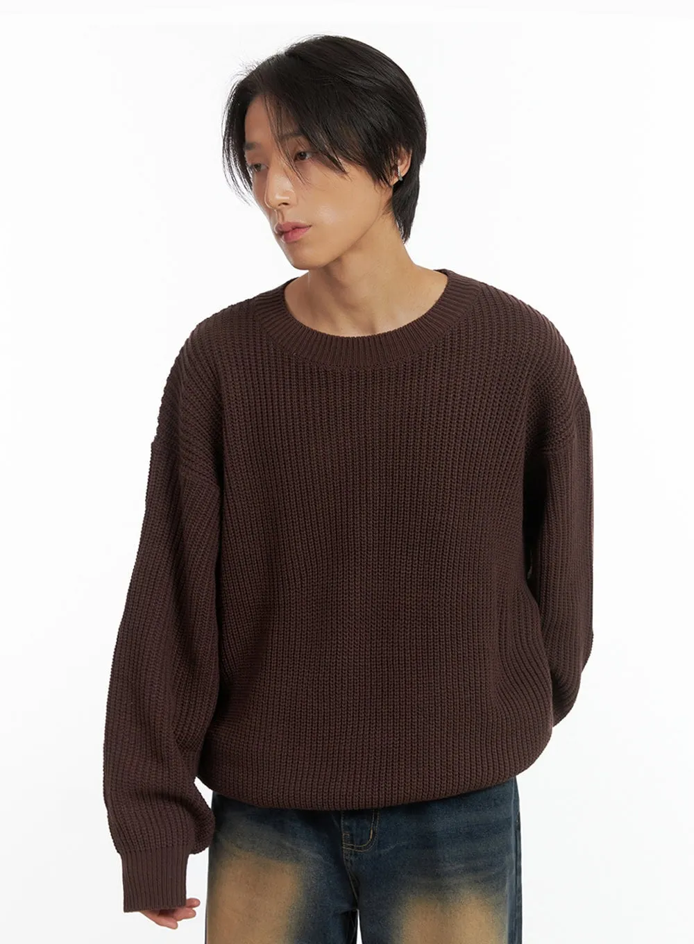 Men's Basic Crew-Neck Knit Sweater IO402