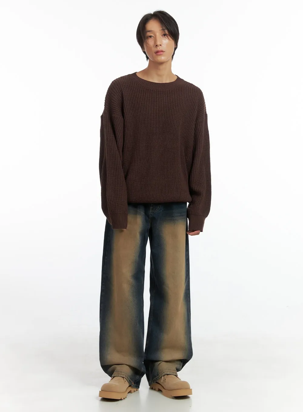 Men's Basic Crew-Neck Knit Sweater IO402
