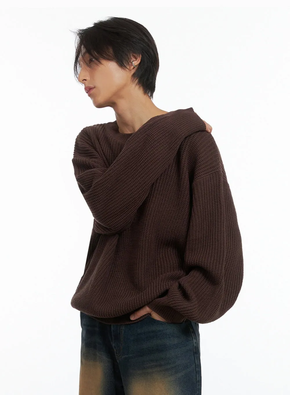 Men's Basic Crew-Neck Knit Sweater IO402