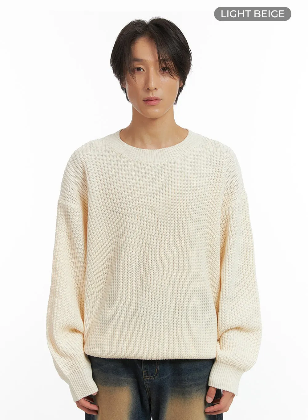 Men's Basic Crew-Neck Knit Sweater IO402