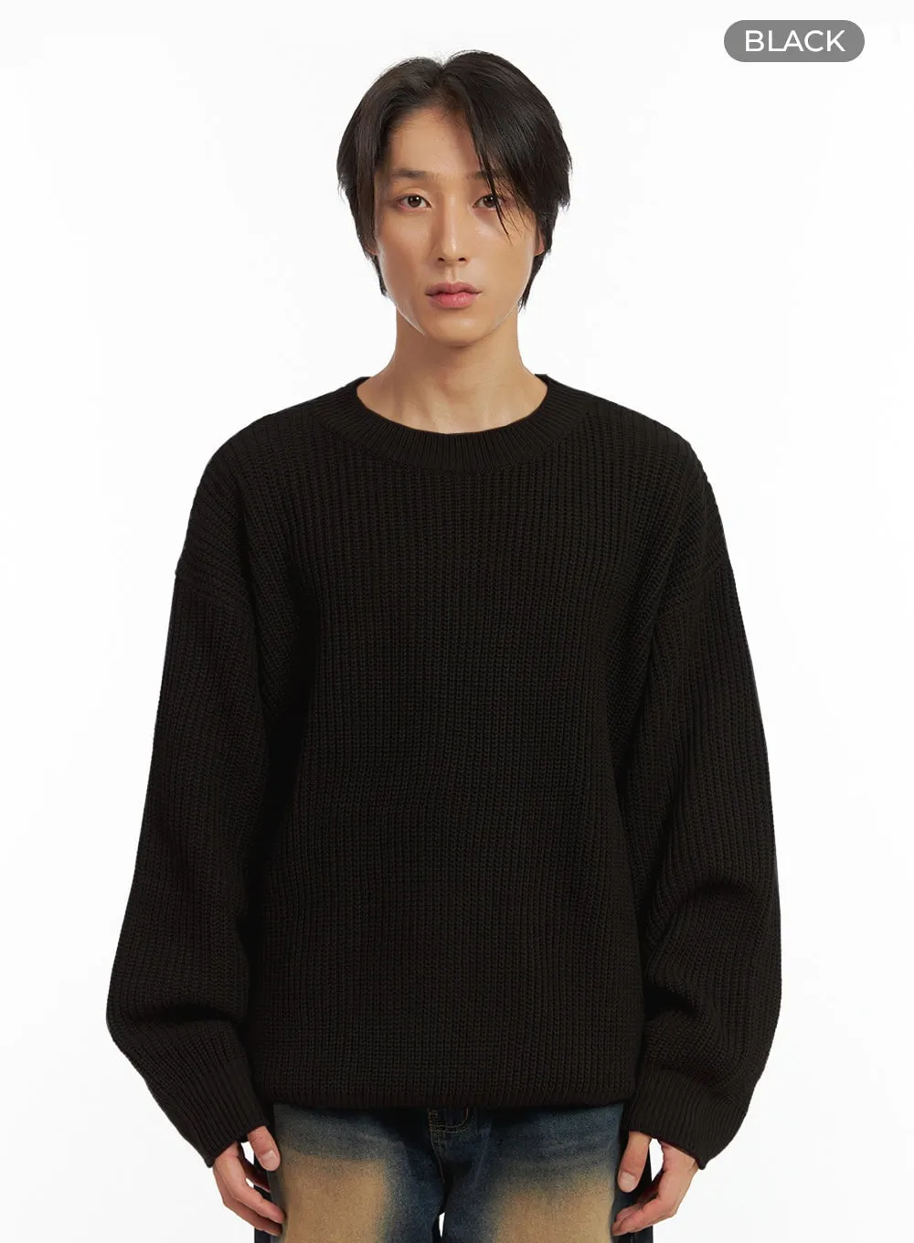 Men's Basic Crew-Neck Knit Sweater IO402