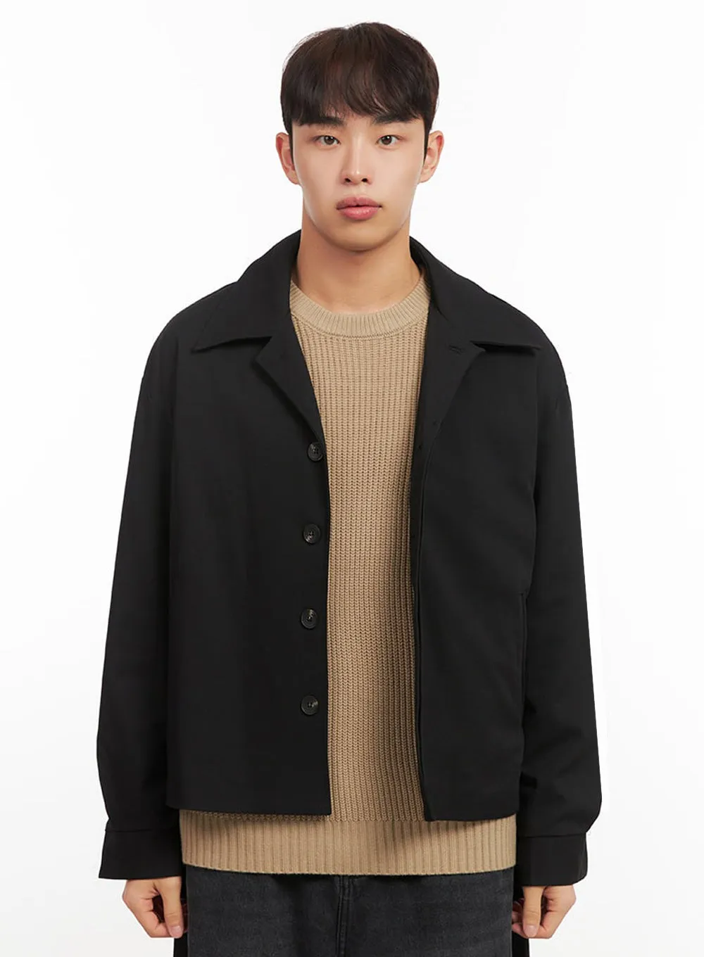 Men's Collared Button-Up Jacket IF521