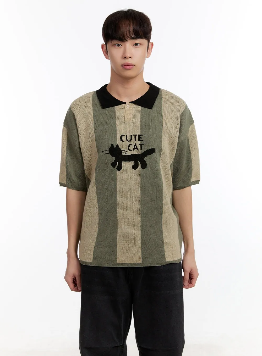 Men's Collared Graphic Sweater IA504
