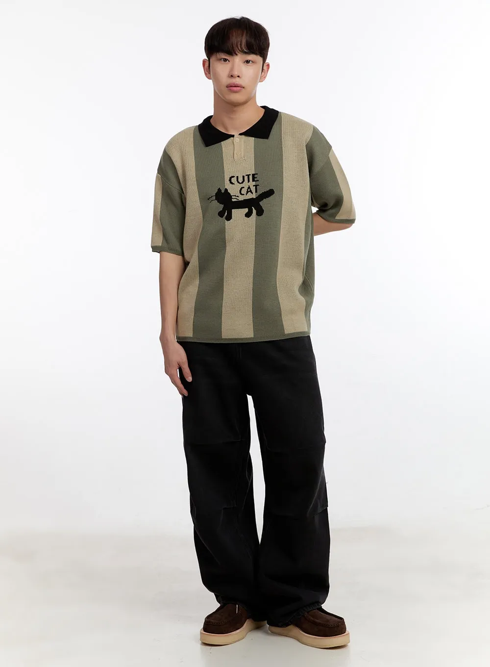 Men's Collared Graphic Sweater IA504