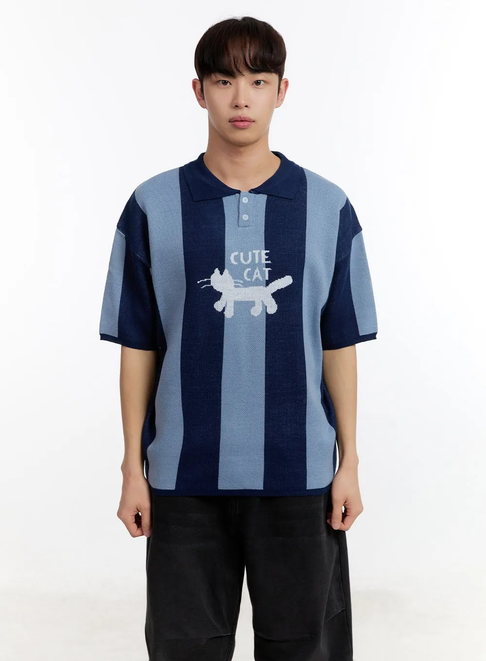 Men's Collared Graphic Sweater IA504