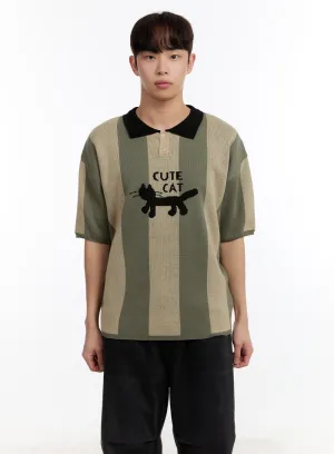 Men's Collared Graphic Sweater IA504