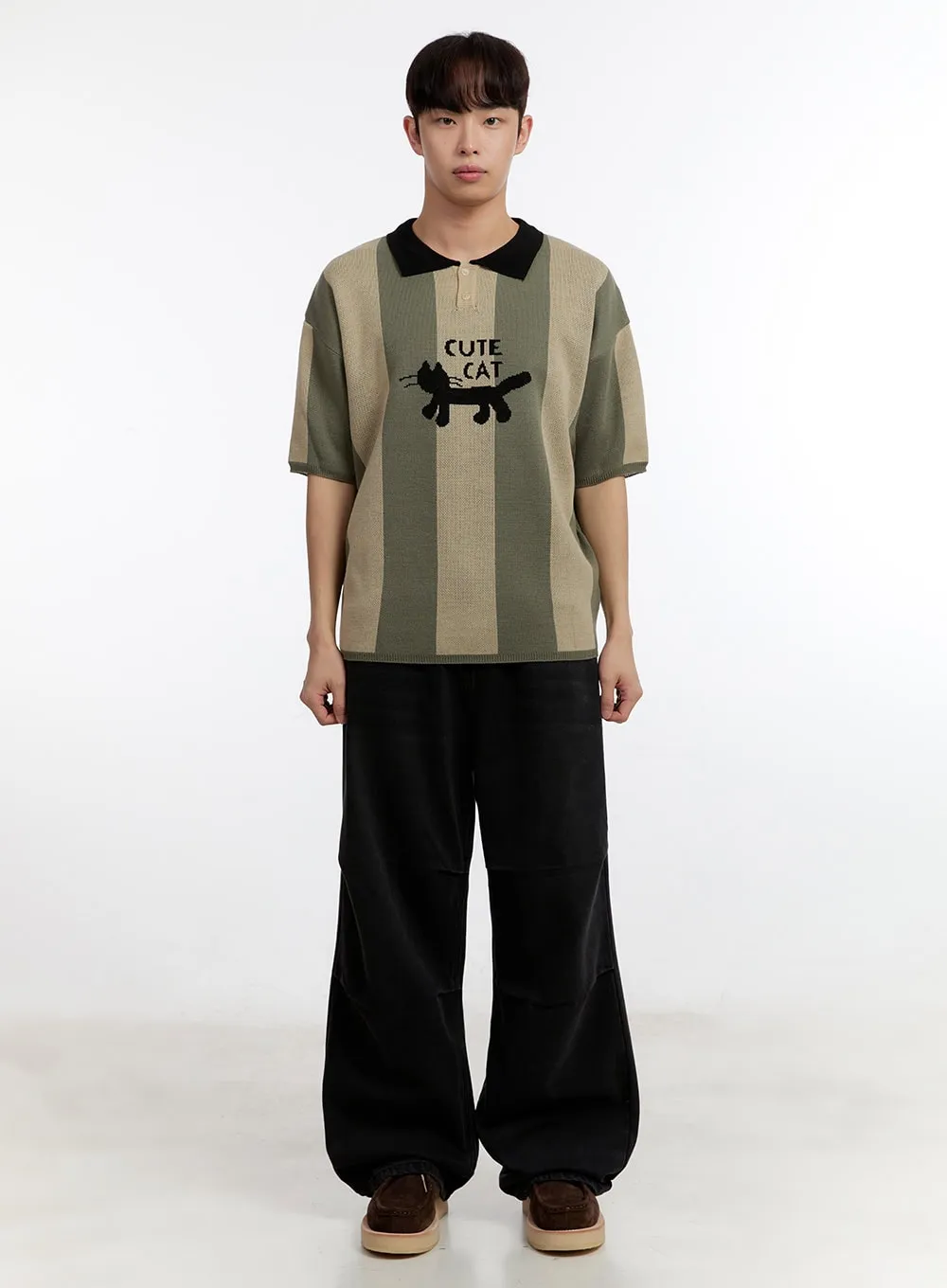Men's Collared Graphic Sweater IA504