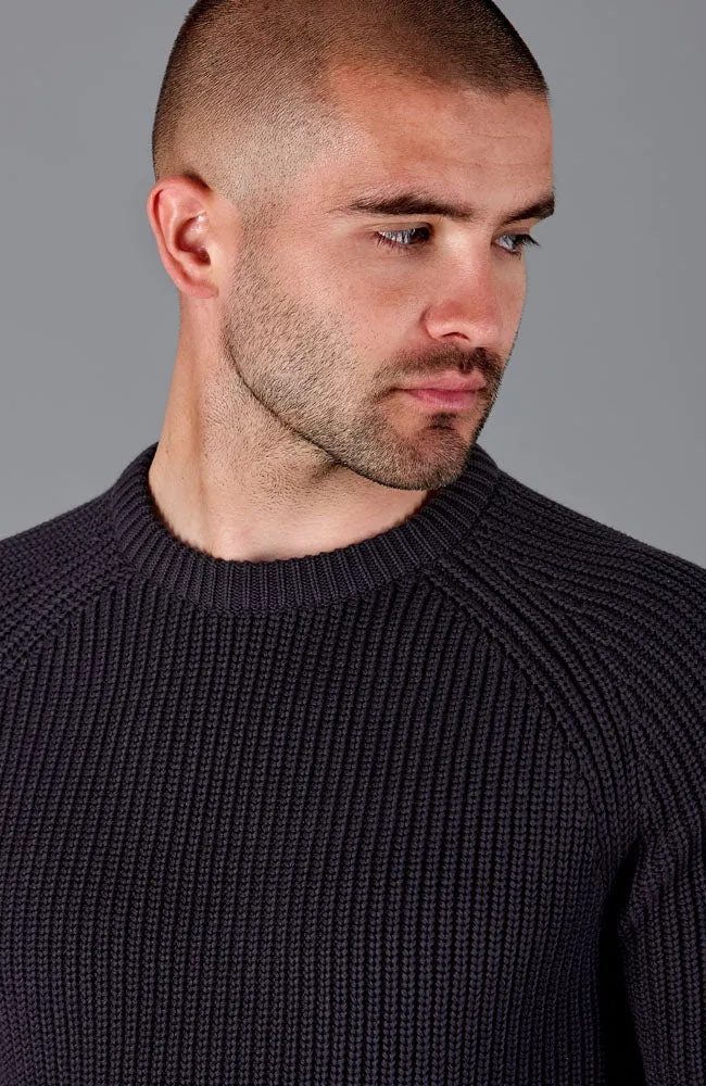 Mens Cotton Fisherman Rib Knit Jumper