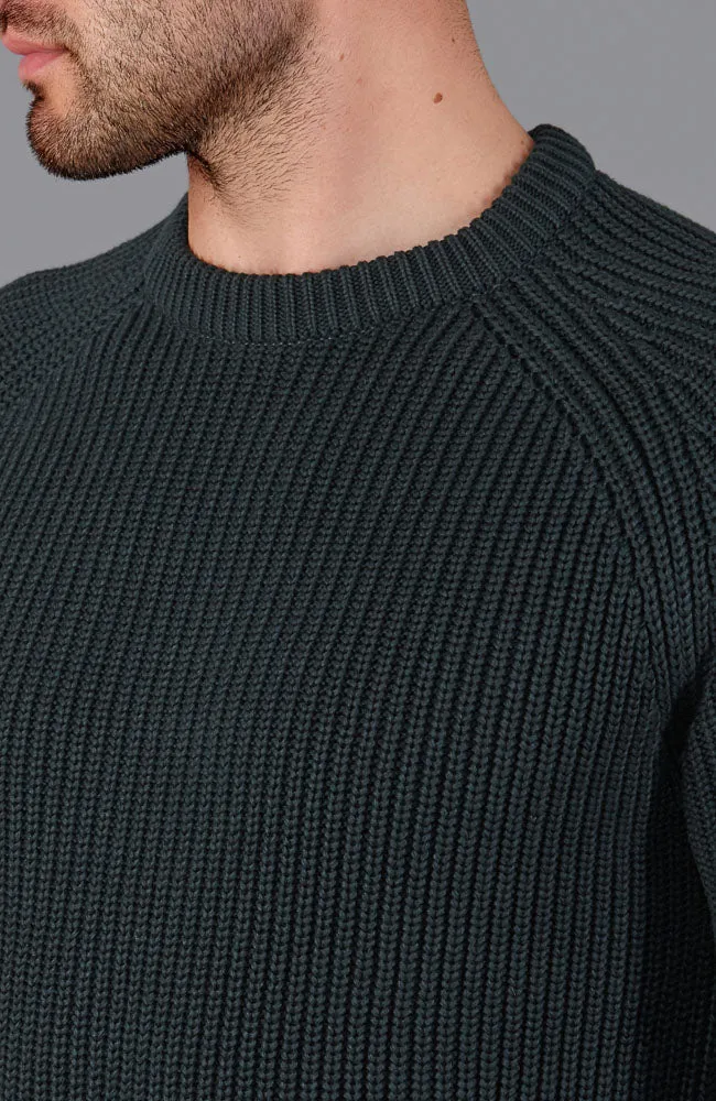 Mens Cotton Fisherman Rib Knit Jumper