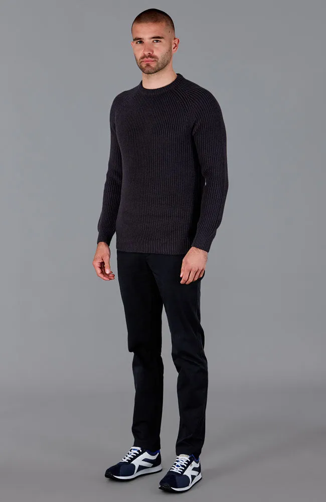 Mens Cotton Fisherman Rib Knit Jumper
