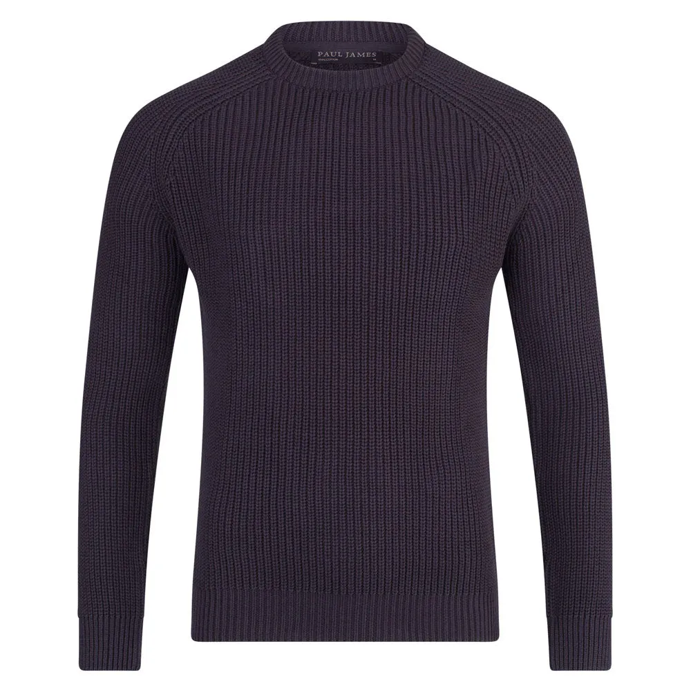 Mens Cotton Fisherman Rib Knit Jumper