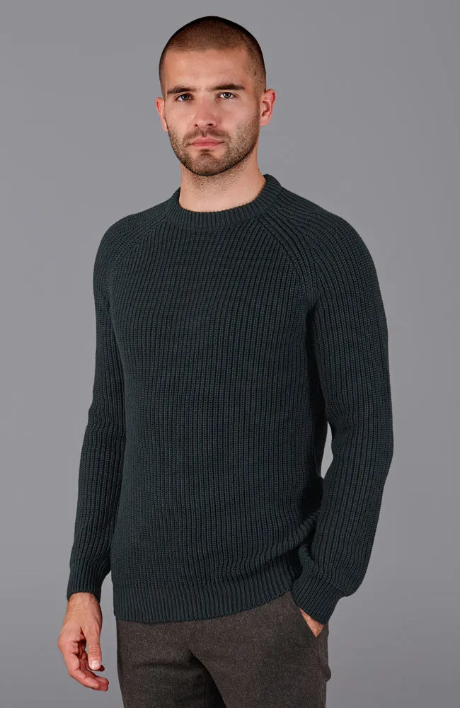 Mens Cotton Fisherman Rib Knit Jumper