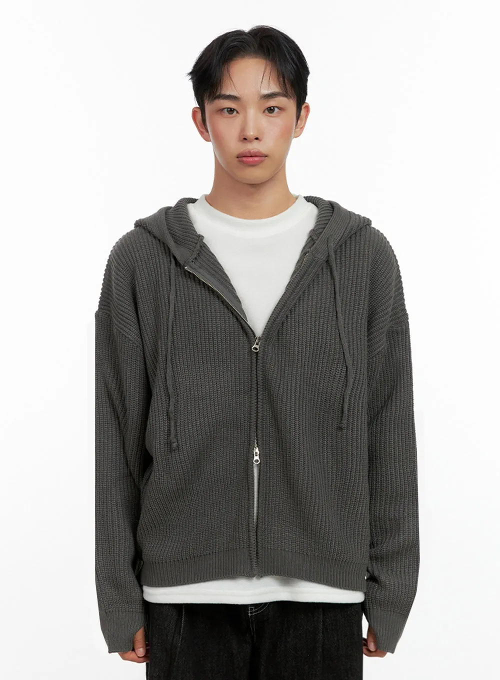 Men's Double-Zip Hooded Sweater IN426