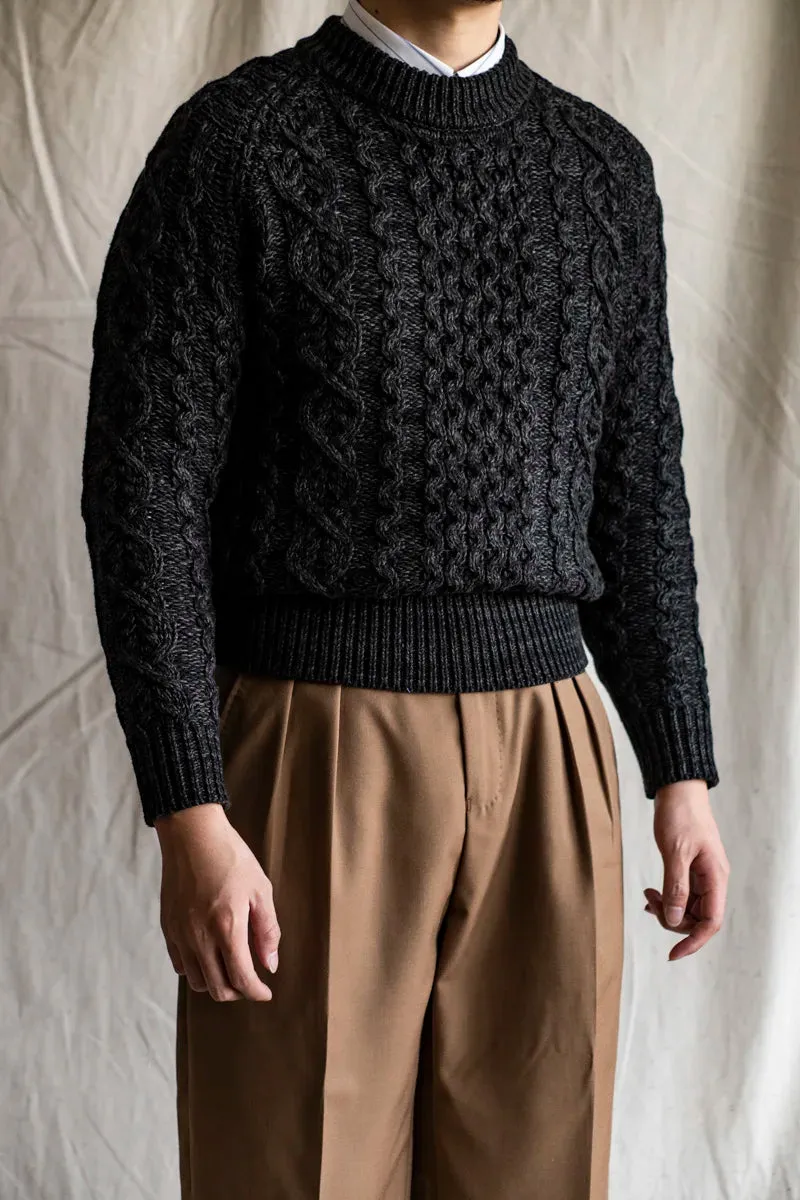 Men's Knitted Lattice Cable Aran Pullover