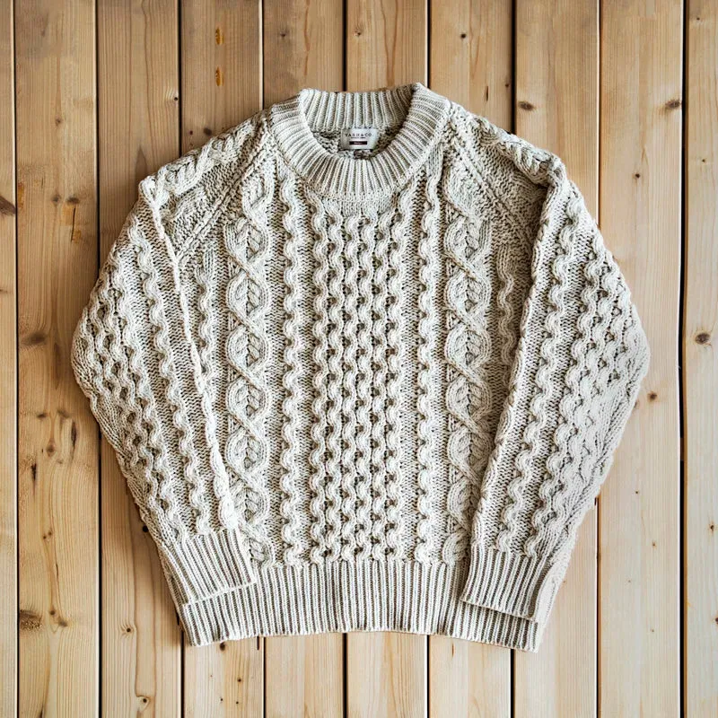 Men's Knitted Lattice Cable Aran Pullover