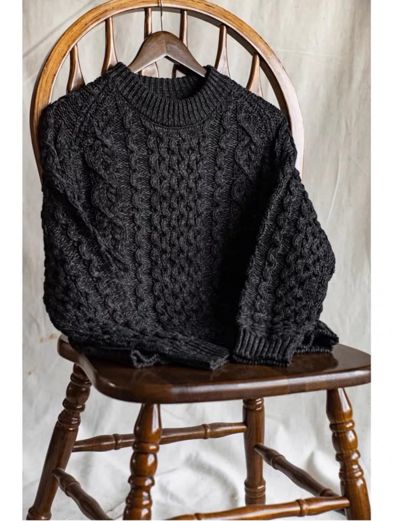 Men's Knitted Lattice Cable Aran Pullover