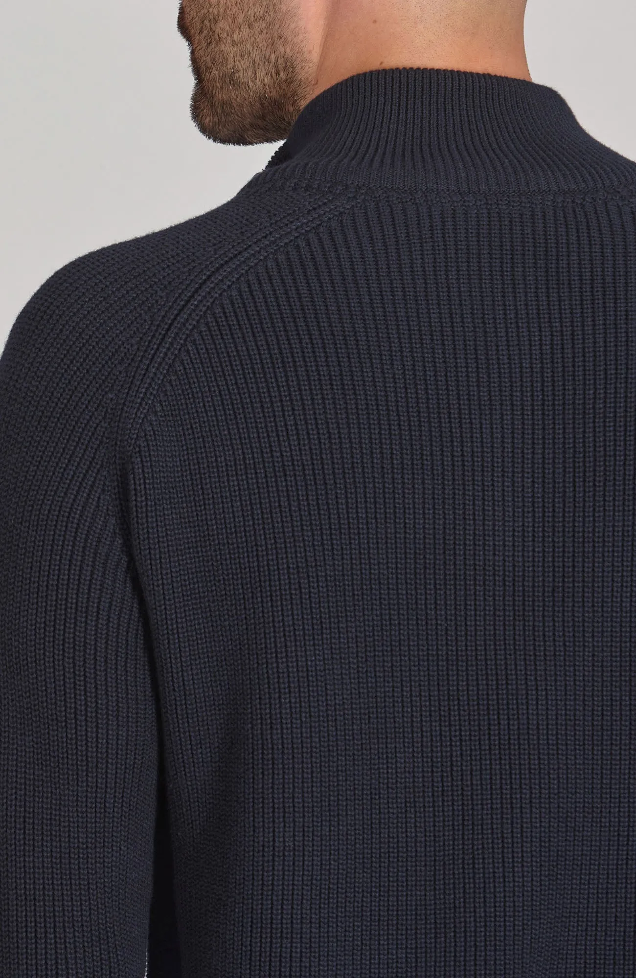 Mens Midweight Cotton Zip Neck Jumper