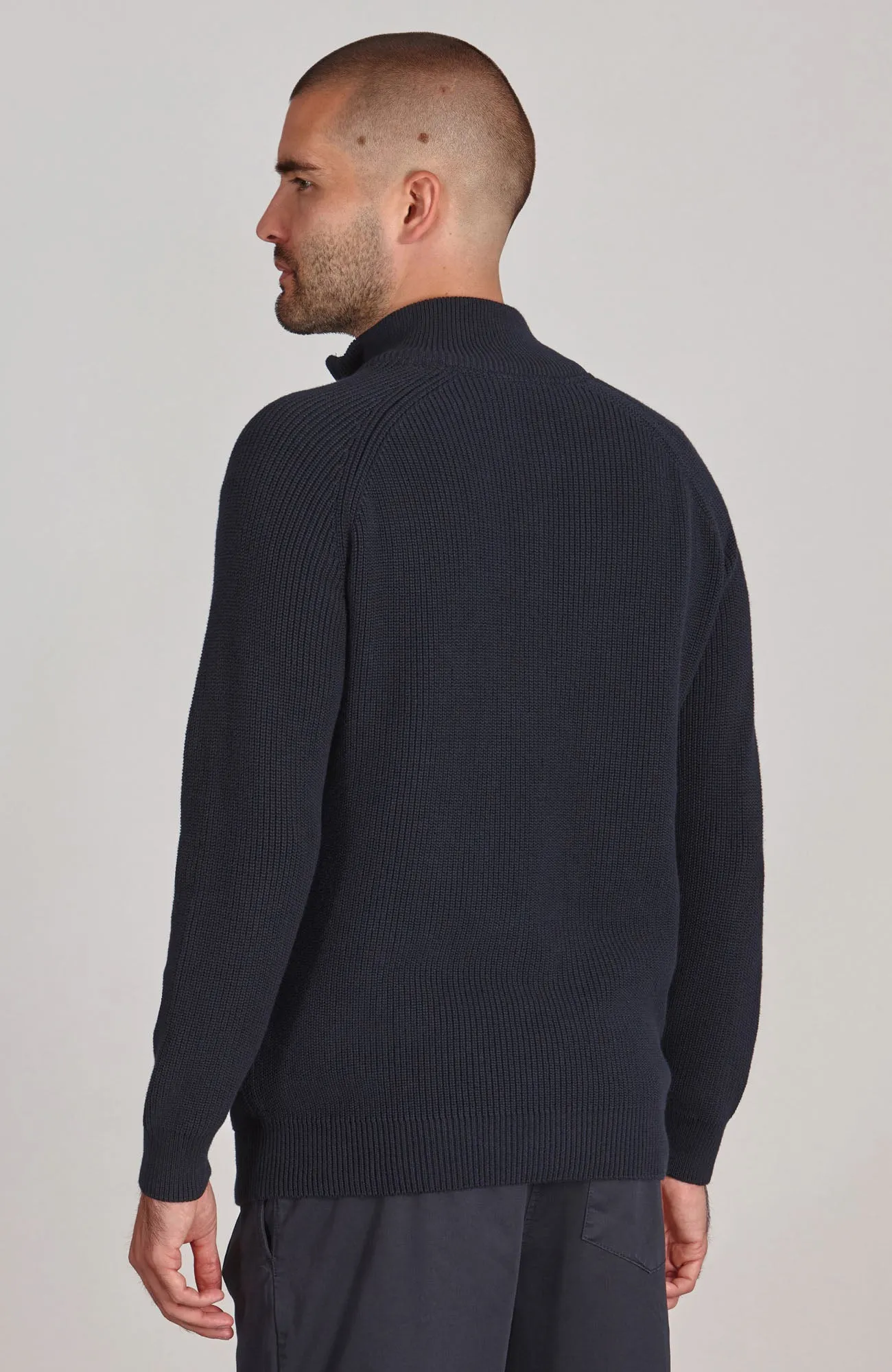 Mens Midweight Cotton Zip Neck Jumper