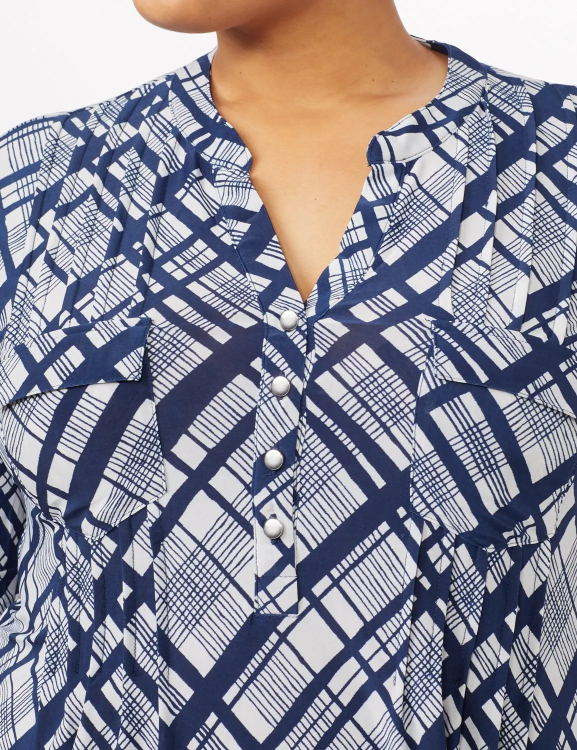 Plaid Knit Popover Top