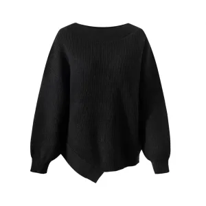 Pre Order: Loose Elastic Thread Irregular Knitting Sweater