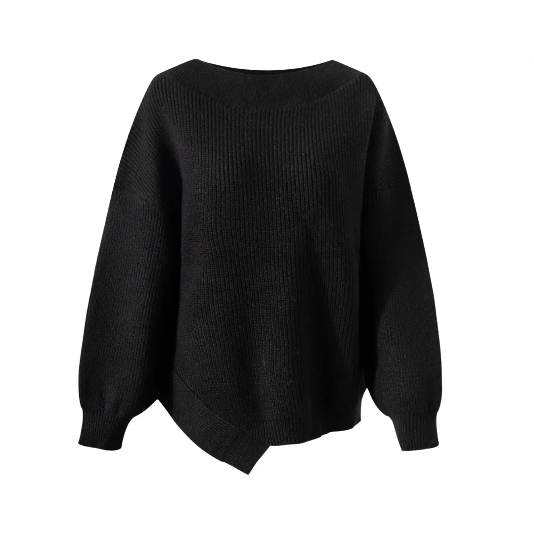 Pre Order: Loose Elastic Thread Irregular Knitting Sweater