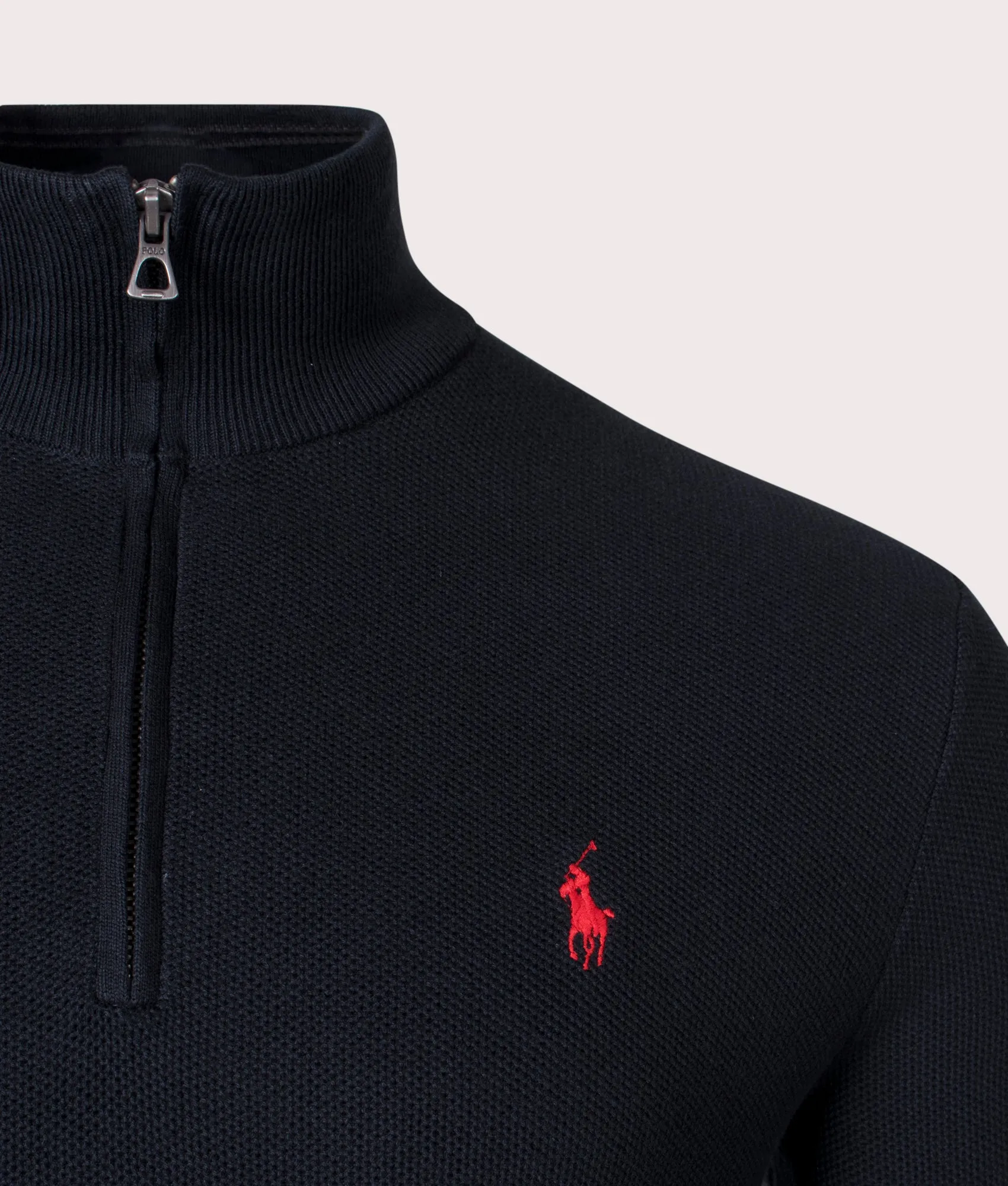 Quarter Zip Contrast Logo Knit