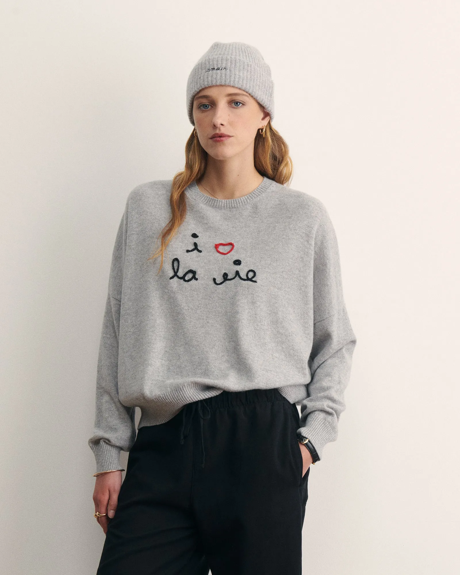 "I Love La Vie" buzelin cashmere sweater