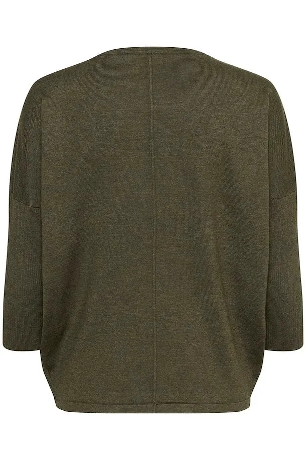 Saint Tropez Mila Roundneck Pullover in Army Green Melenge