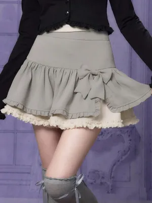 Slit Ruffle Ribbon Skirt