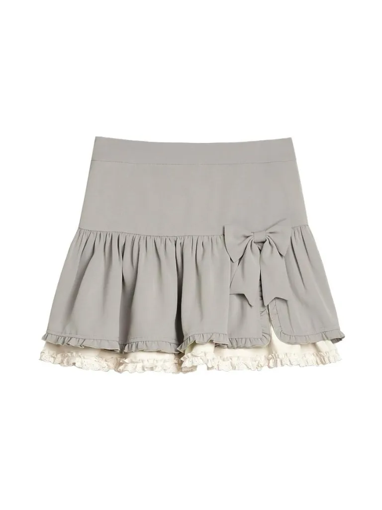 Slit Ruffle Ribbon Skirt