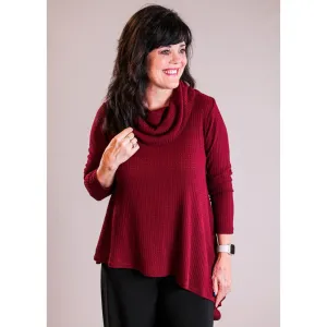 Sympli Angle Cowl Neck Waffle Sweater