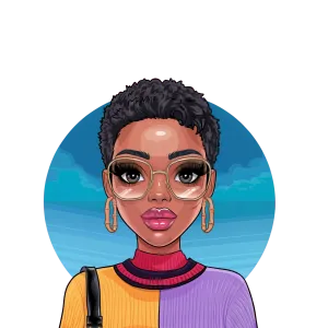 Trendy African-American Woman with Short Hair and Glasses