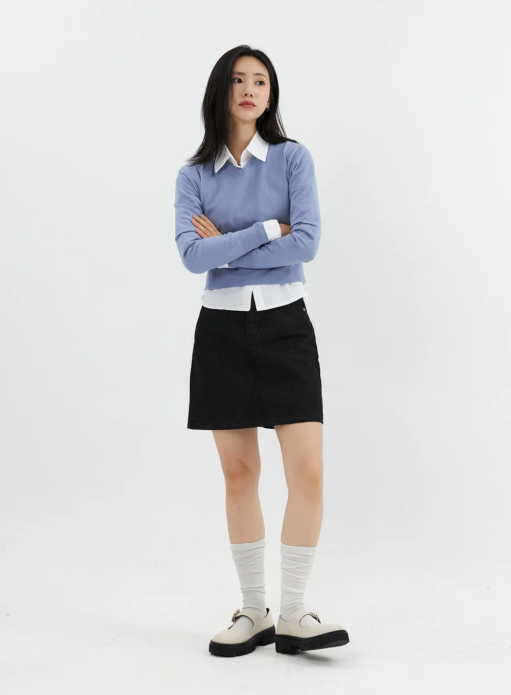V-Neck Knit Sweater OO304